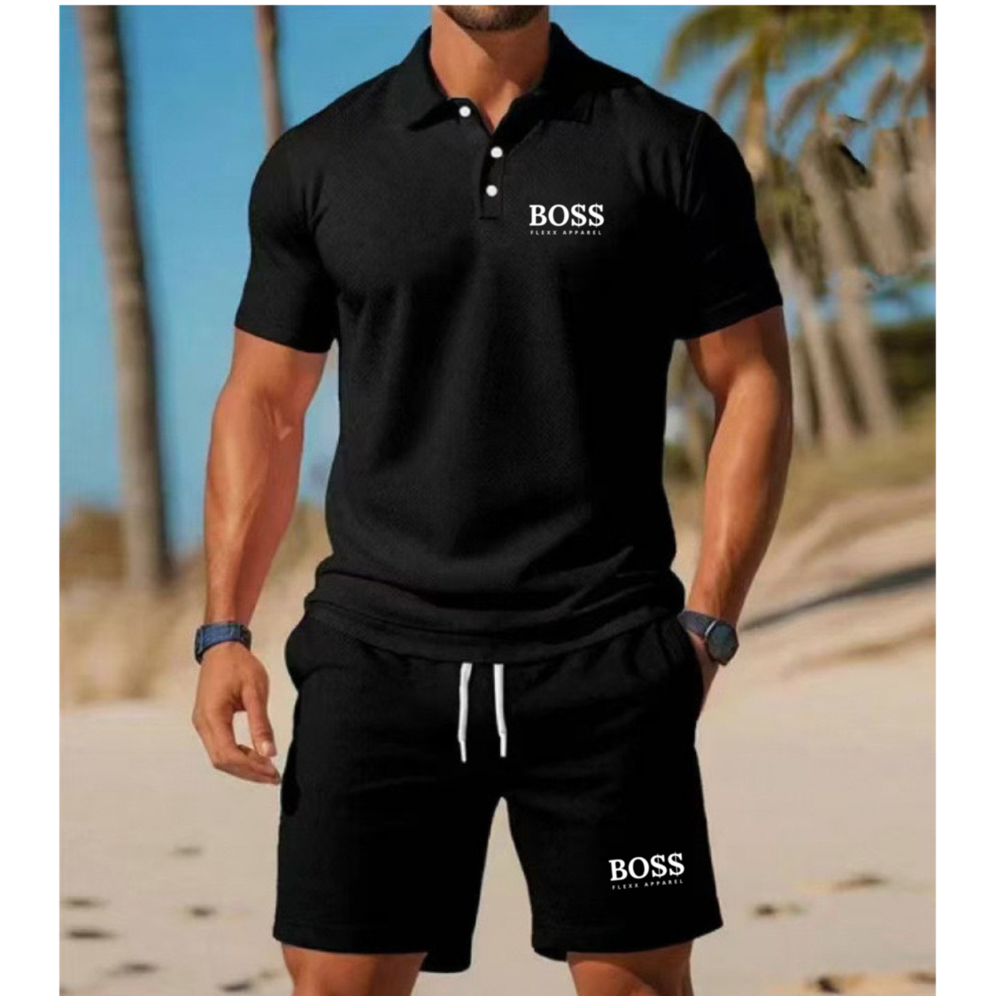 BSS FASHION poloshirt + bijpassende shorts