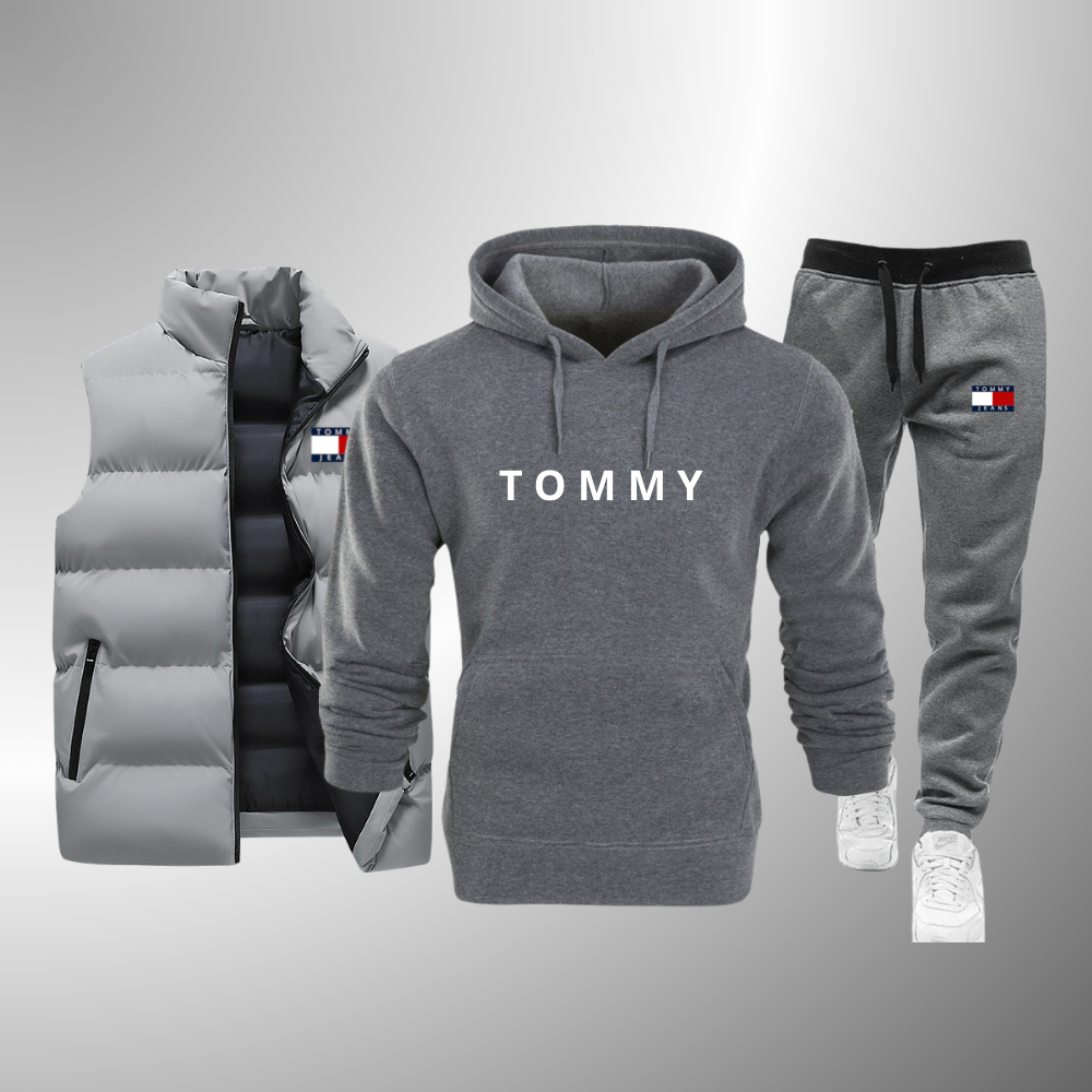 TOMMY SET Komplettset Weste + Kapuzenpullover + Hose