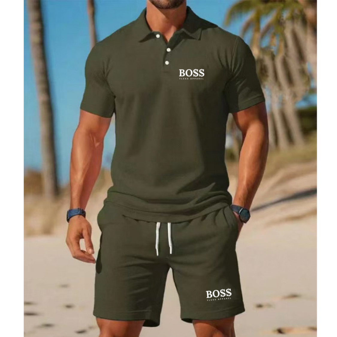 BSS FASHION poloshirt + bijpassende shorts
