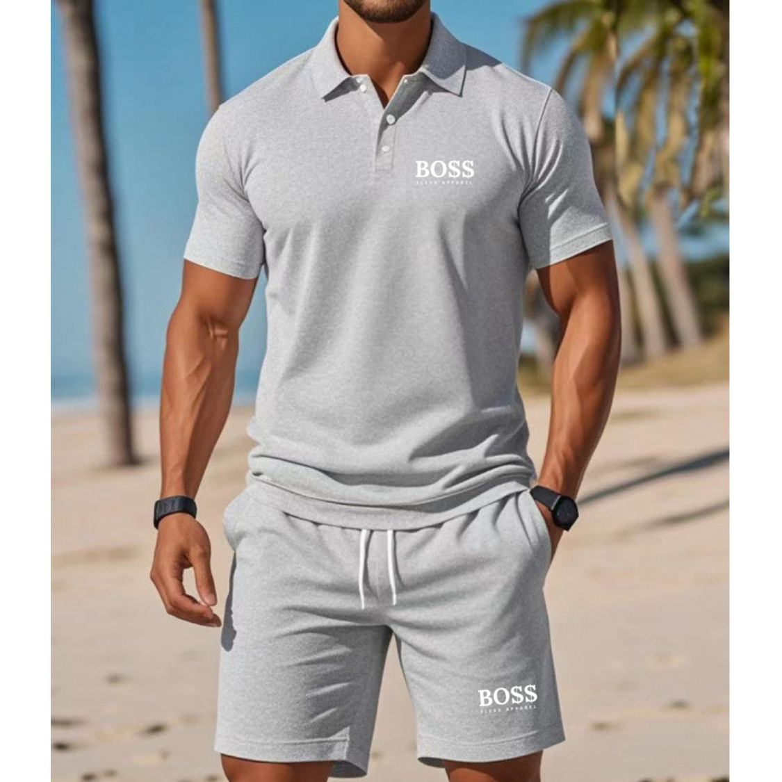 BSS FASHION poloshirt + bijpassende shorts