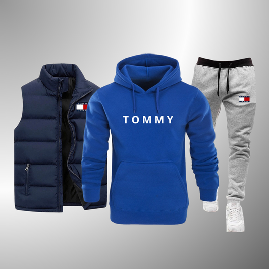 TOMMY SET Komplettset Weste + Kapuzenpullover + Hose