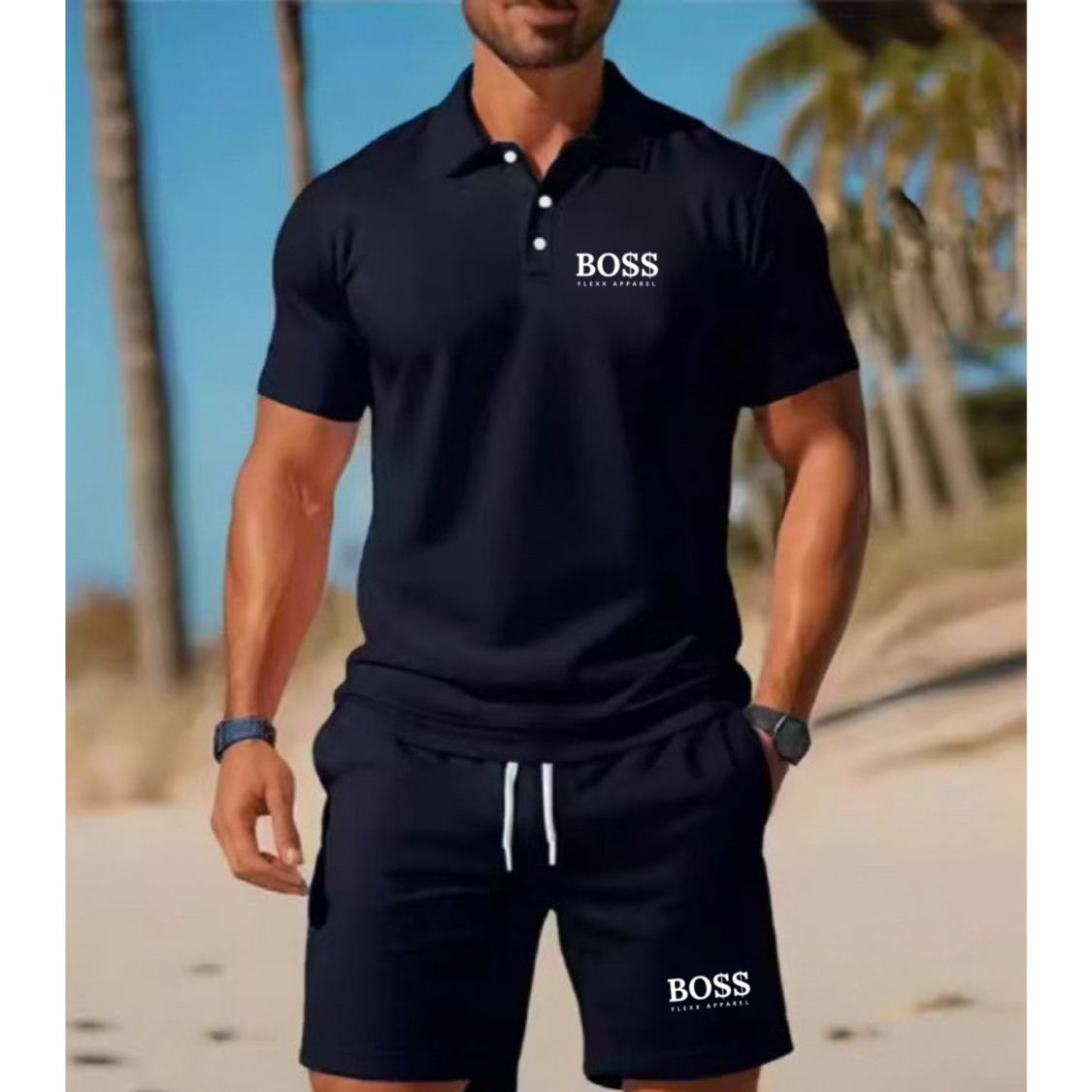 BSS FASHION poloshirt + bijpassende shorts