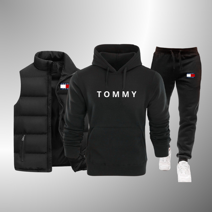 TOMMY SET Komplettset Weste + Kapuzenpullover + Hose