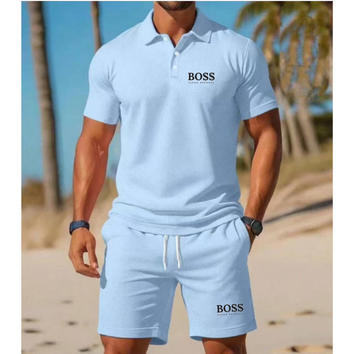BSS FASHION poloshirt + bijpassende shorts